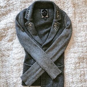 Guess Y2K Cotton & Wool Grey Knit Sweater Blazer small